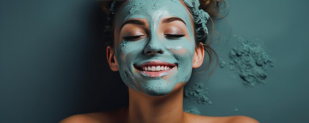 Een vrouw geniet van een dag in het spacentrum Gezichtsmasker aanbrengen Close-up portret generatieve ai