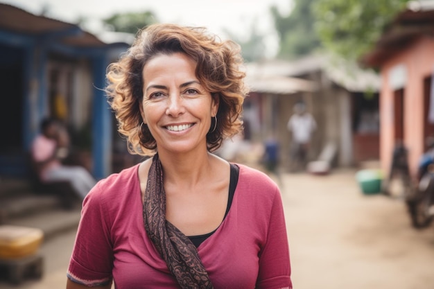 een vrouw glimlacht naar de camera