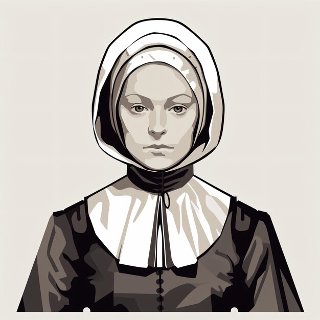 een vrouw in een nonnenkleding met een kap op
