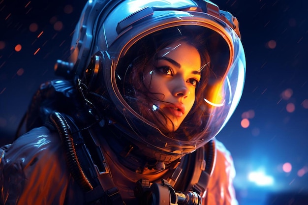 een vrouw in een ruimtepak met een ruimtepak aan.