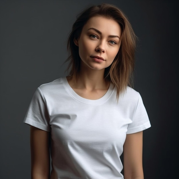 Een vrouw in een wit overhemd poseert voor een foto.