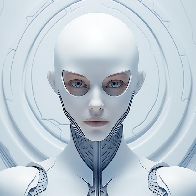 een vrouw in een wit robotkledingstuk