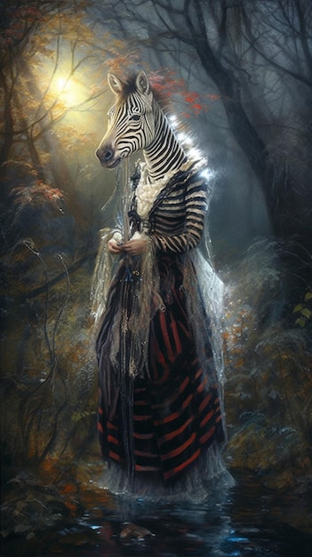 Een vrouw in een zebrajurk