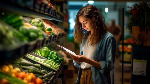 Een vrouw maakt een maaltijdplan voor gewichtsverlies Generatieve AI vrouw