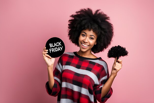 Een vrouw met Black Friday-concept