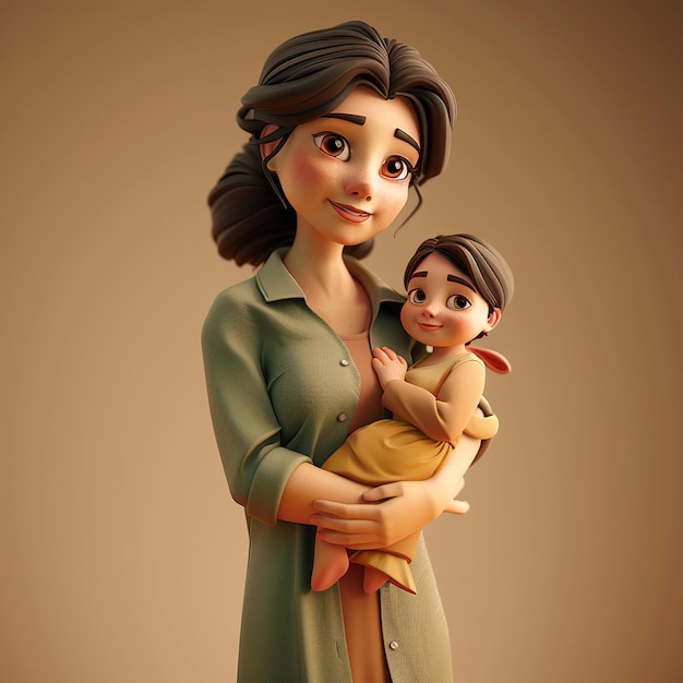 een vrouw met een baby en een pop met een baby in haar armen