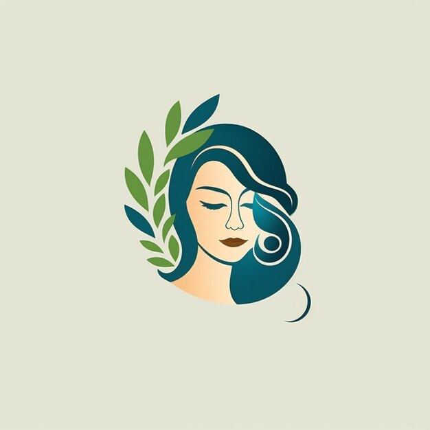 een vrouw met een blad in haar haar en een generatief gezicht