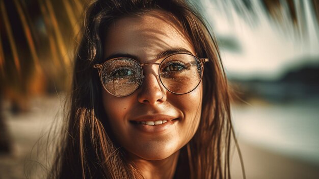 Foto een vrouw met een bril die zegt 'ik ben een meisje'