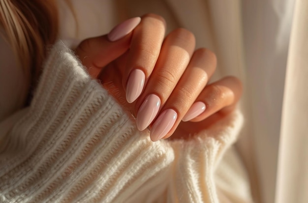 een vrouw met een glanzende manicure