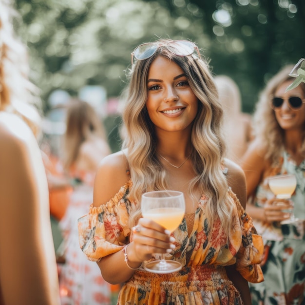 Een vrouw met een glas jus d'orange