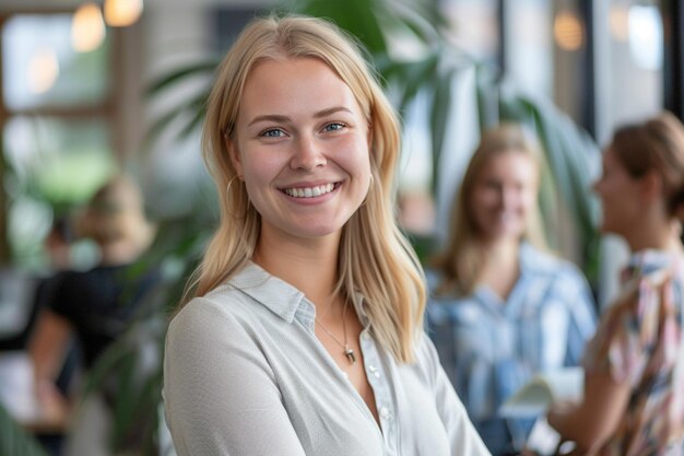 een vrouw met een glimlach die zegt dat ze glimlacht