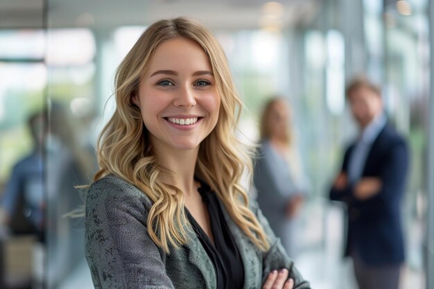 Foto een vrouw met een glimlach die zegt glimlach