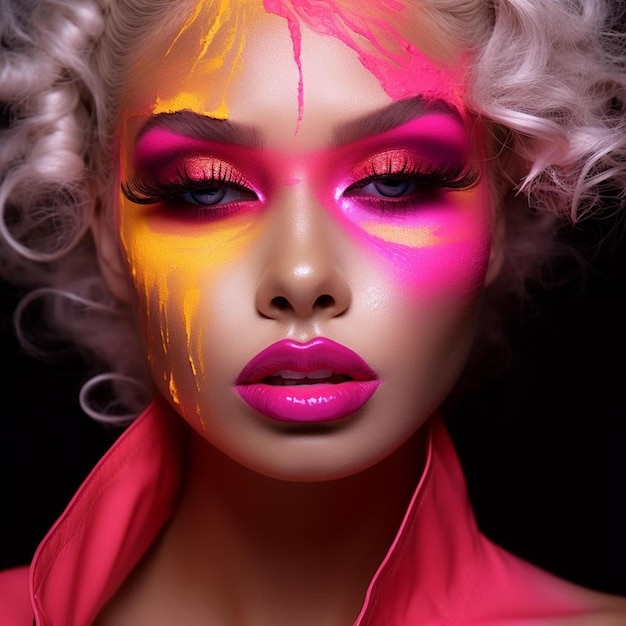 een vrouw met een lichte make-up en een roze lipkleur.