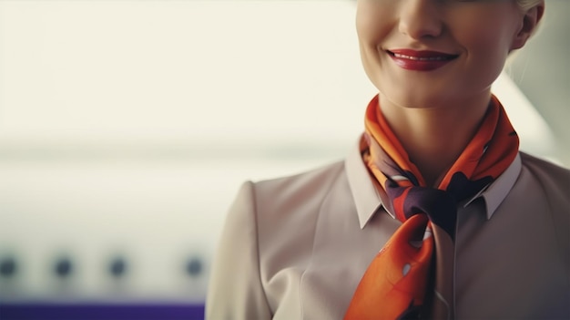 Een vrouw met een oranje zijden sjaal