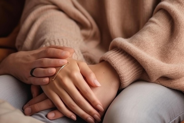 een vrouw met een ring op haar linkerhand