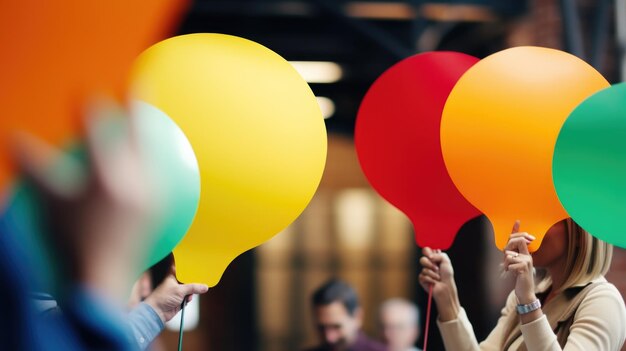 Foto een vrouw met een stel kleurrijke ballonnen perfect voor feesten en geluk concepten