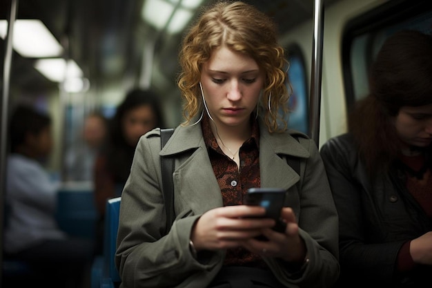 Een vrouw met een telefoon in haar hand en een mobiele telefoon in haar hand.