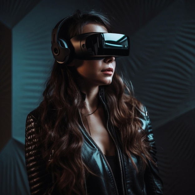 Een vrouw met een virtual reality-headset Ai genereerde illustratie