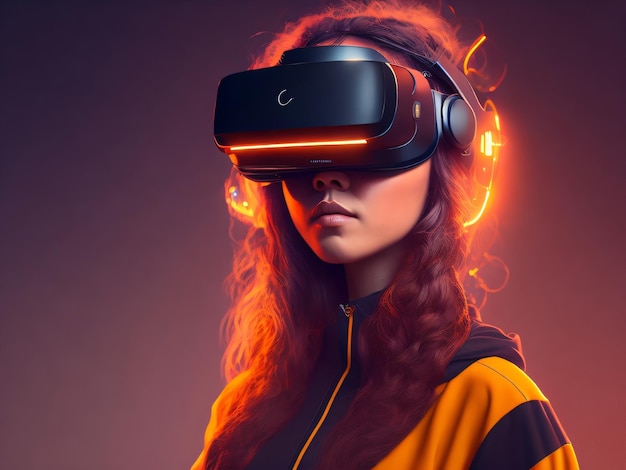 Een vrouw met een virtual reality-headset op haar gezicht