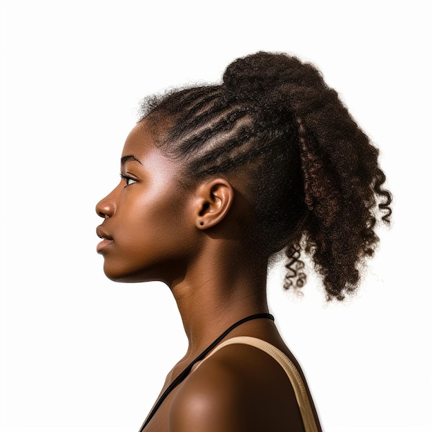 een vrouw met een vlecht in haar haar