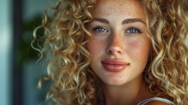 een vrouw met freckles en freckles poseert met een freckles op haar gezicht