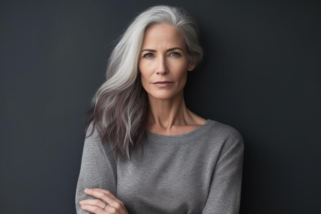 Foto een vrouw met grijs haar en een grijs haar