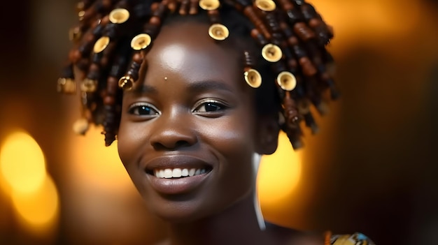 Een vrouw met haar haar in een gevlochten knotje