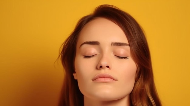 Foto een vrouw met haar ogen dicht met haar ogen dicht