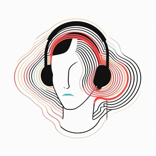 een vrouw met koptelefoon op haar hoofd en een kleurrijke swirl generatieve ai