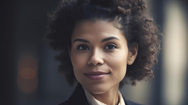 Een vrouw met krullend haar en een glimlach