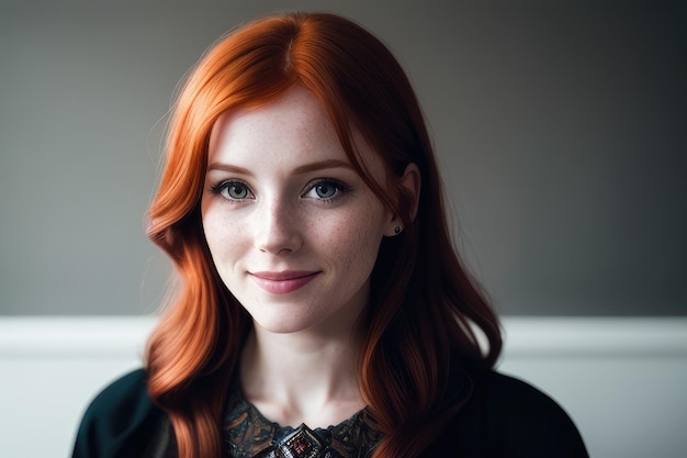 Een vrouw met rood haar en sproeten glimlacht naar de camera.