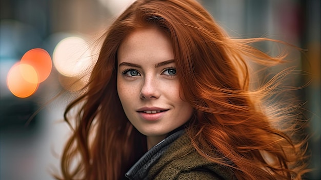 Een vrouw met rood haar.