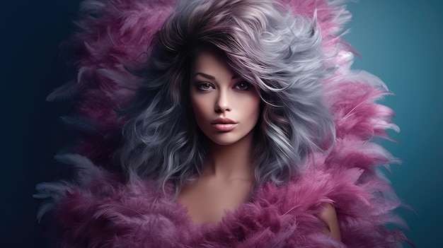 Een vrouw met roze en paars haar