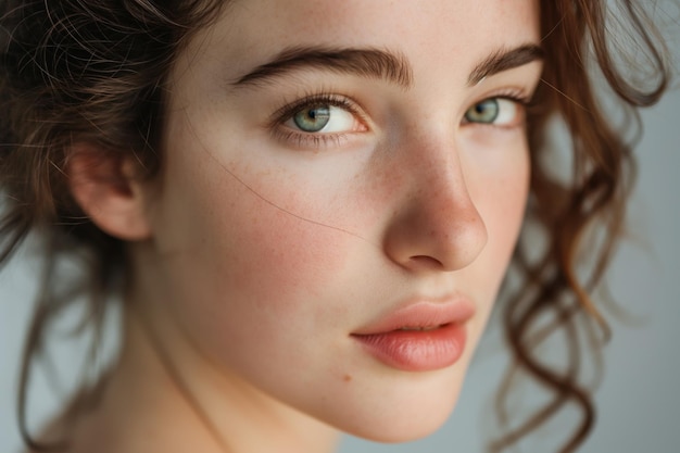 een vrouw met sproeten op haar gezicht schoonheid huidverzorging cosmetisch concept