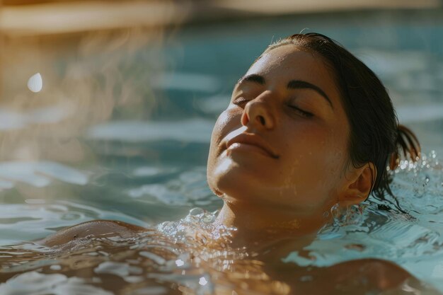 Foto een vrouw ontspant zich in de jacuzzi van een spa