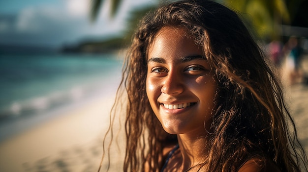 Een vrouw op een strand in de Malediven