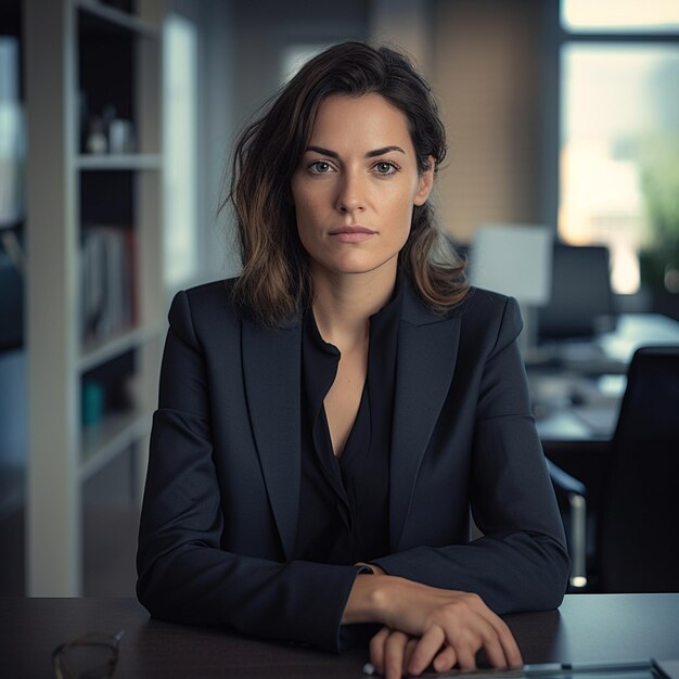 Een vrouw zit aan een bureau voor een computerscherm.