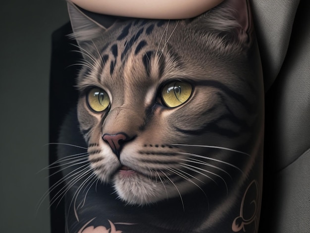 Een vrouwelijke kat tatoeage op de arm.