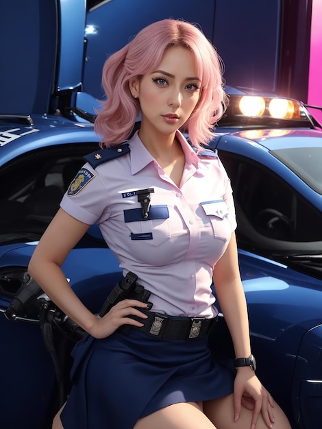 Een vrouwelijke politieagent Foto Ai gegenereerd