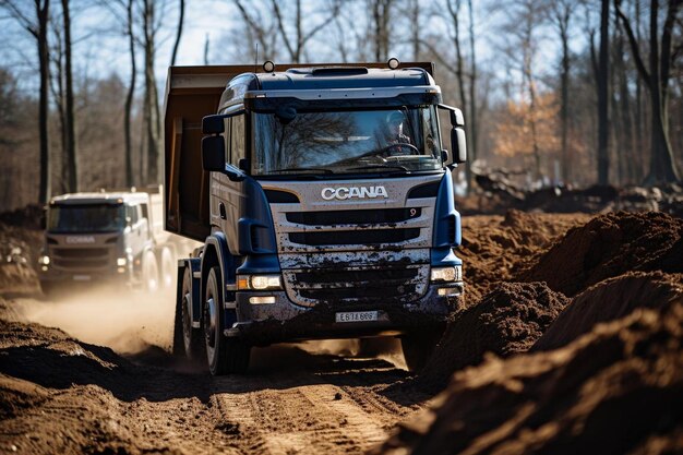 Een vuilniswagen die een lading grond op een bouwplaats vervoert Best Dump truck image