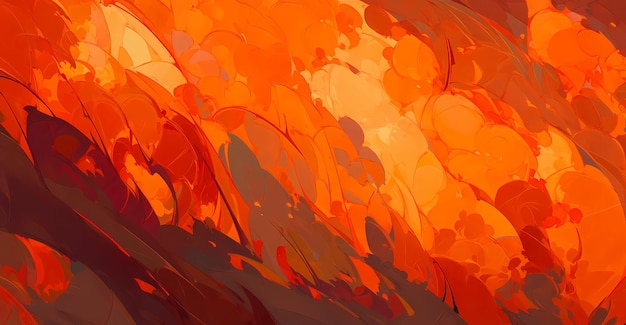 Een vurige hel van sinaasappelen geel en rood digitale kunst illustratie