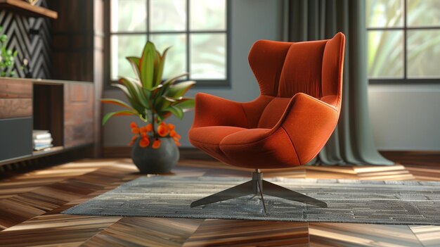 Een warme en uitnodigende woonruimte met een comfortabele bank een stijlvolle stoel en een vleugje natu