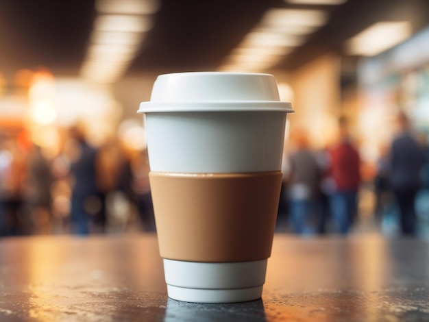 Een warme kop koffie op een openbare plaats