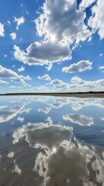 Foto een watermassa met wolken in de lucht