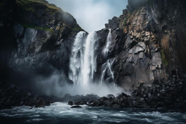 een waterval aan de kust van de oceaan