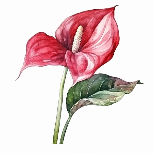 Foto een waterverf het schilderen van een calla leliebloem.