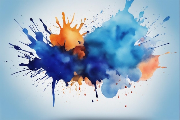 een waterverf schilderij van een rode en blauwe water splash