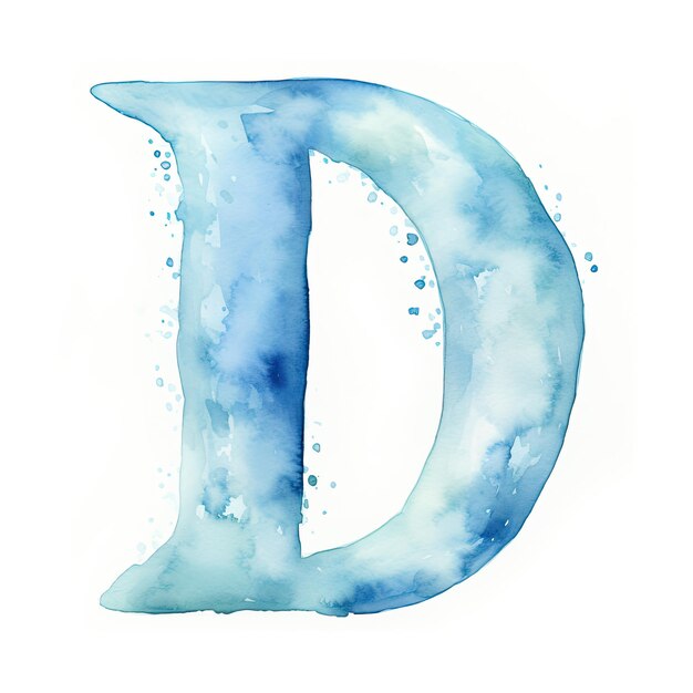 Foto een waterverf tekening van een letter d wordt in blauw en wit weergegeven