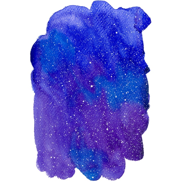 Een waterverfschilderij van een blauw en paars sterrenstelsel met sterren en het woord sterren.