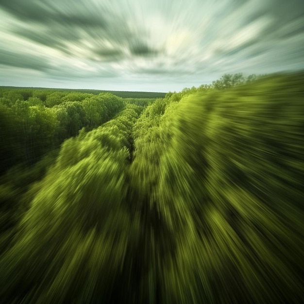 een wazige foto van een bos met bomen